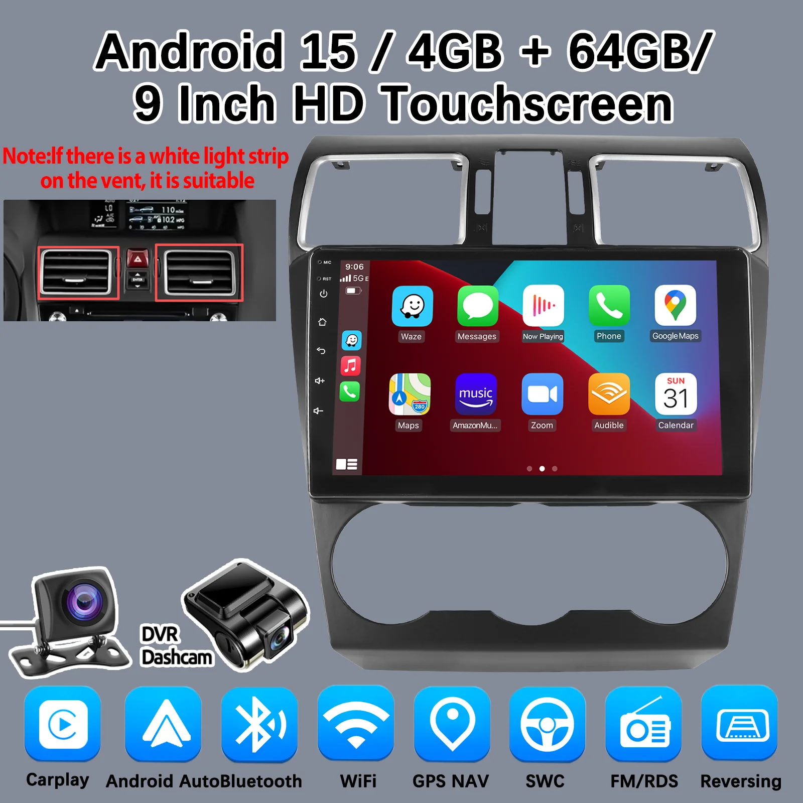 Carplay Android 15 Auto voor Subaru Forester 4 SJ XV WRX 2012-2015 2018 2 Din Auto Multimedia Stereo Speler GPS Navigatie Wifi