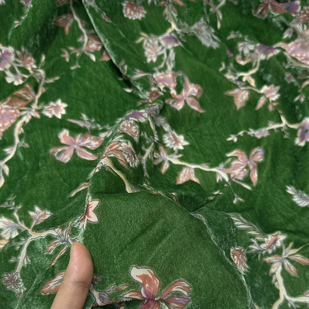 Tessuti morbidi Cheongsam per abiti in vero velluto floreale e jacquard effetto consumato elegante e lucido per cucire