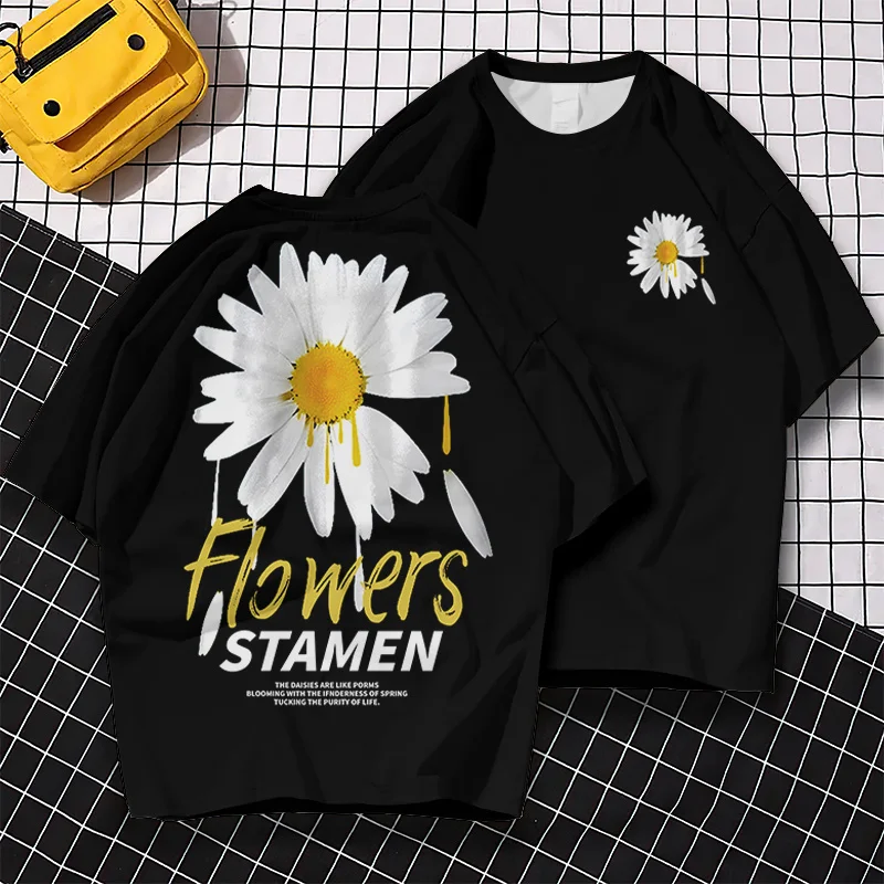 3d Daisy Print Men's T-Shirt New Trend Short Sleeve T-Shirt For Men Summer Casual Tees Oversized Street Hip-Hop Man Clothes Tops image 5