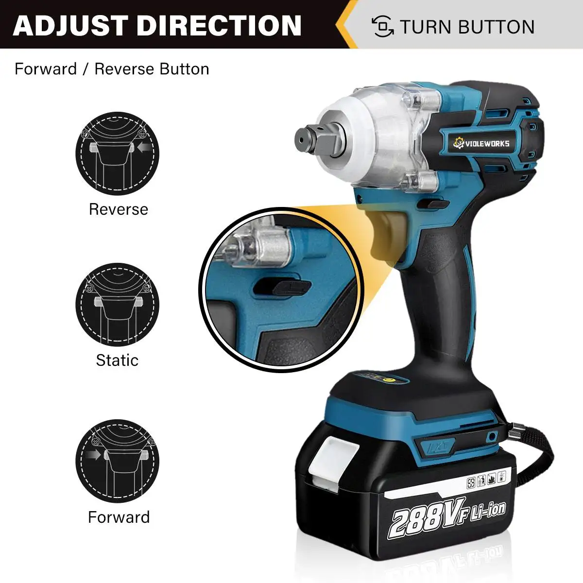 Imagem -06 - Violeworks Brushless Chave de Impacto Elétrica Chave de Fenda sem Fio Ferramenta Elétrica para Makita 18v Bateria 1000 nm 2