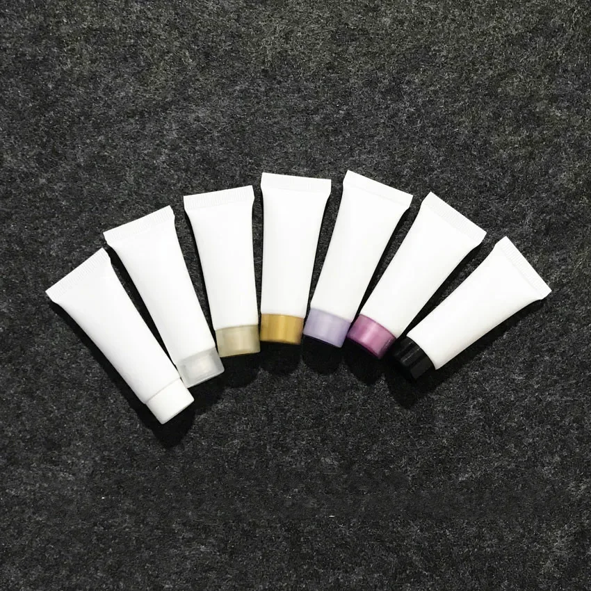 10ml 10g ホワイトプラスチックソフトチューブ空の化粧品スクイーズボトルアイクリームリップグロスローションサンプル詰め替え容器