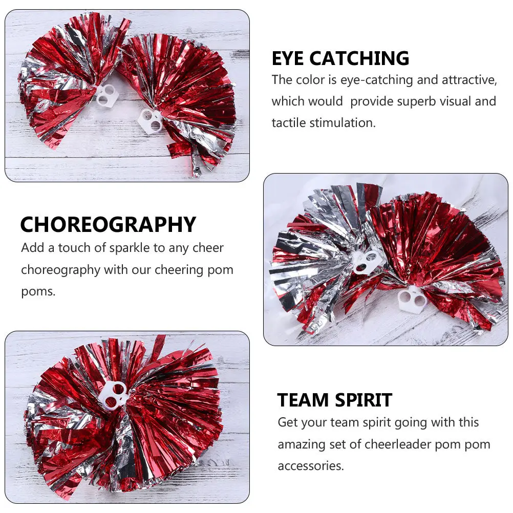 4Pcs Cheerleader Pom Poms Reusable Bright Shiny Cheering Hand Flowers Dance Sports Props Cheerleading Poms