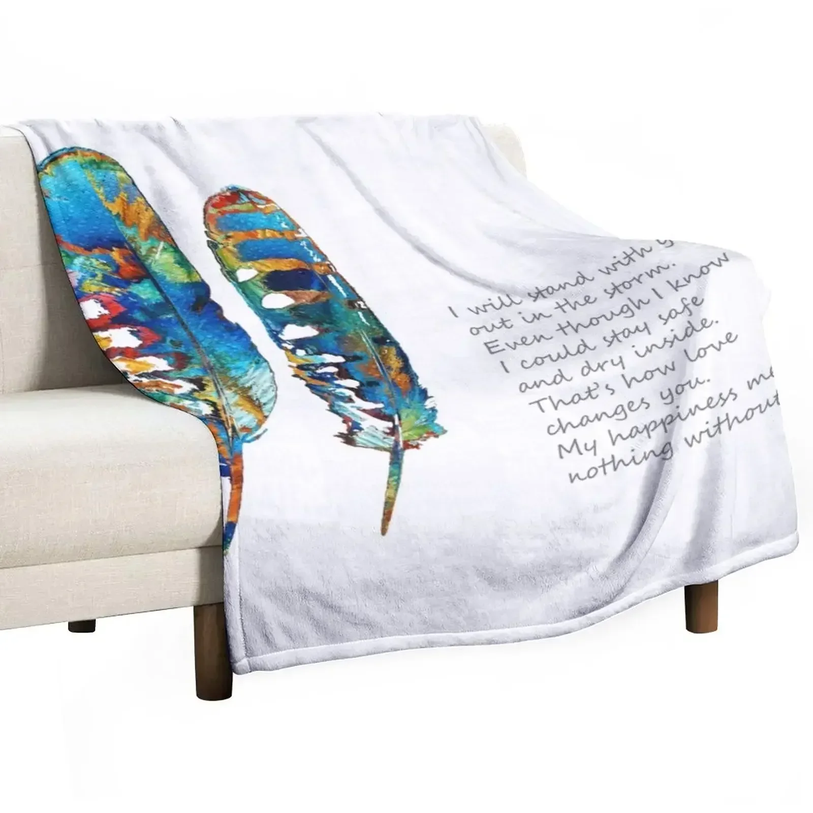 Unconditional Love Art Colorful Feathers by Sharon Cummings Throw Blanket Sleeping Bag Soft Big Blankets