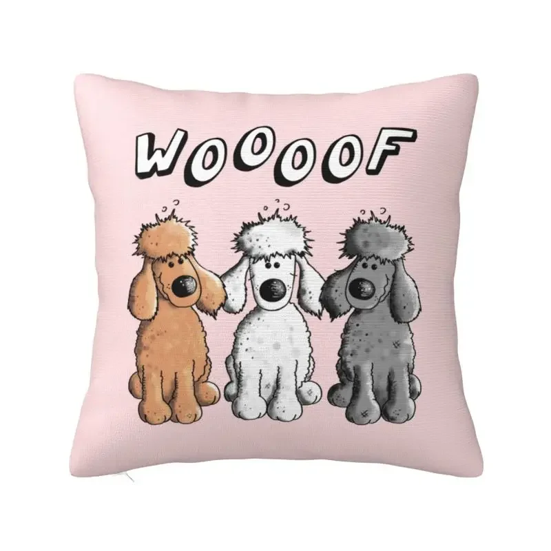 Fashion Woof Poodles Cushion Covers Soft Cartoon Poodle Dog Throw Pillow Case for Car Square Pillowcase Bedroom Decoration