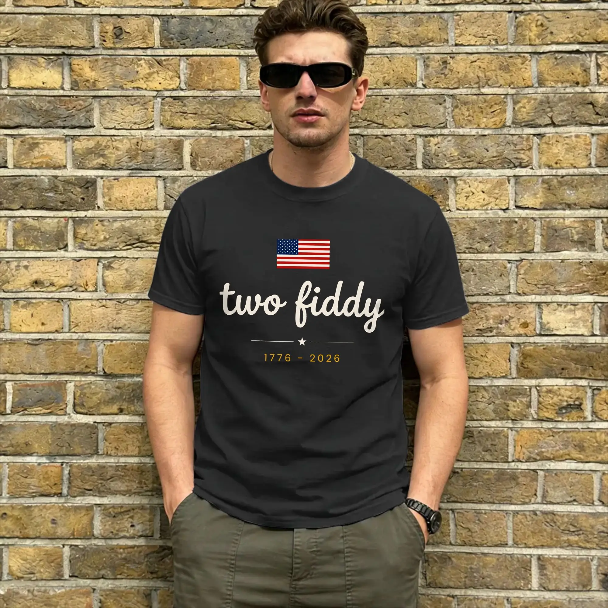 U.S. 250Th Anniversary Men T Shirt Two Fiddy  Vintage Tees Short Sleeve Round Collar T-Shirts Pure Cotton Gift Idea Clothing