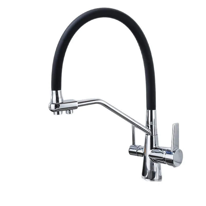 

Kitchen three-in-one water purification faucet pulling hot and cold universal rotating vegetable basin sink all-copper faucet