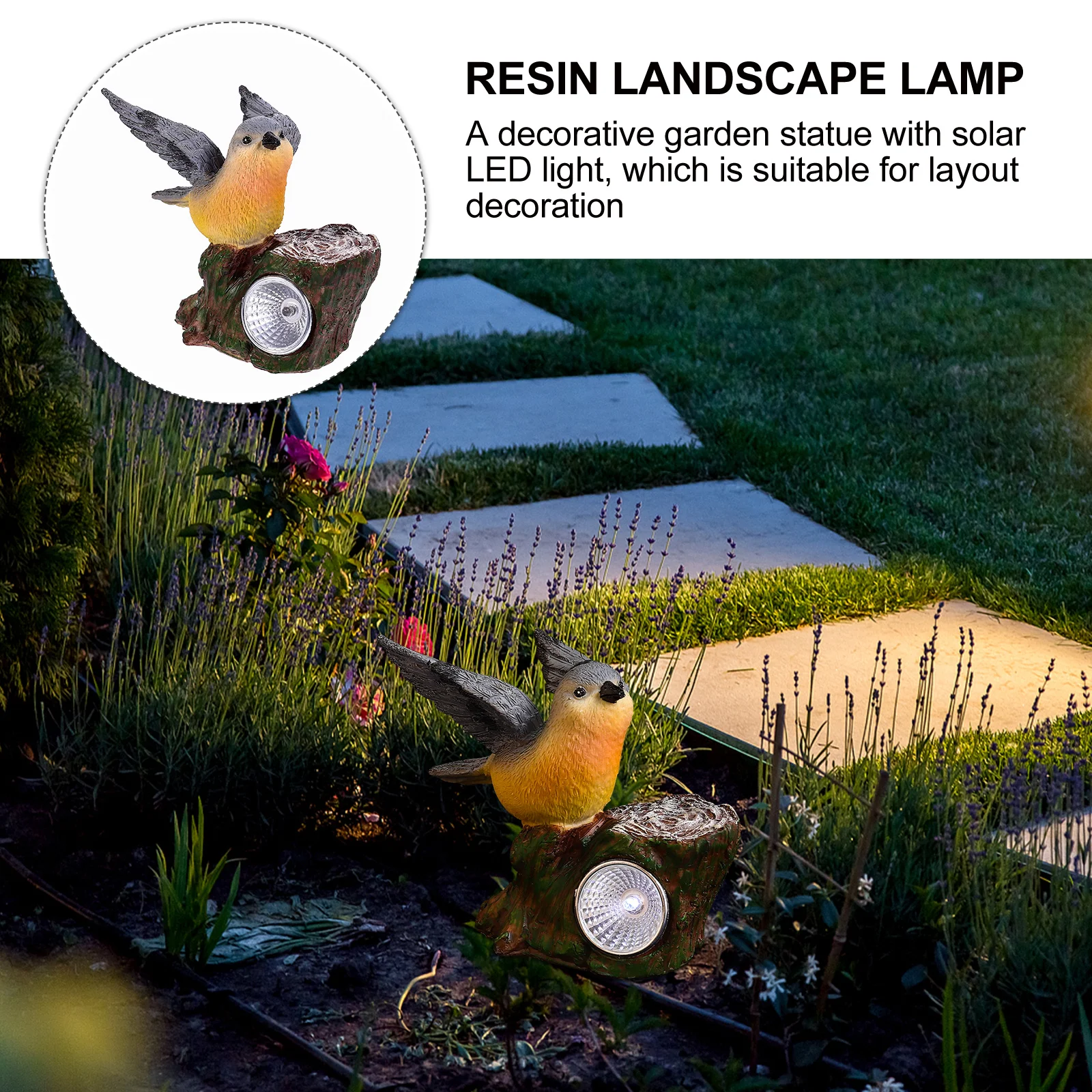 

Садовая статуя птицы из смолы, солнечный светодиодный светильник, уличный домашний декор, скульптура, солнечная птица, уличное освещение, ландшафтная лампа из смолы