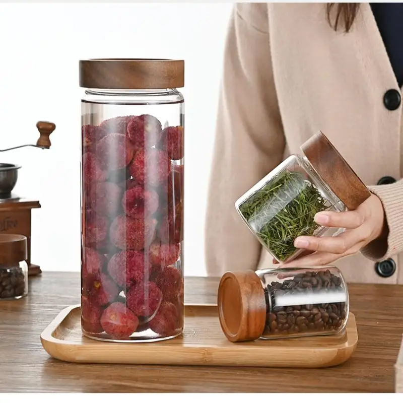 커피콩 밀봉 용기 투명 유리병 나무 뚜껑 식품 보관 용 - Food Storage Jars With Wooden Lids 리뷰 및 가격