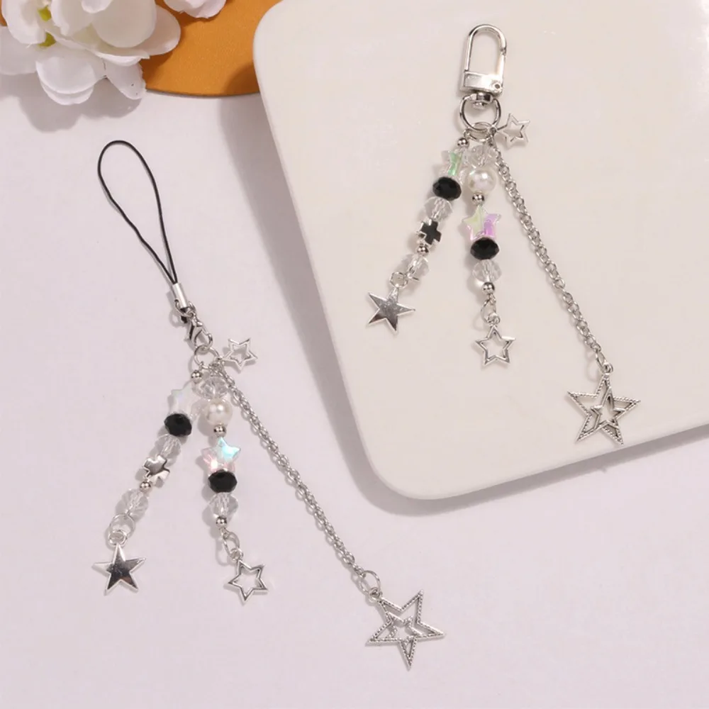 

Key Chains Y2K Phone Chain Stylish Lanyard Star Y2K Star Phone Pendant Beaded Charm Y2k Earphone Case Pendant Bag Decoration