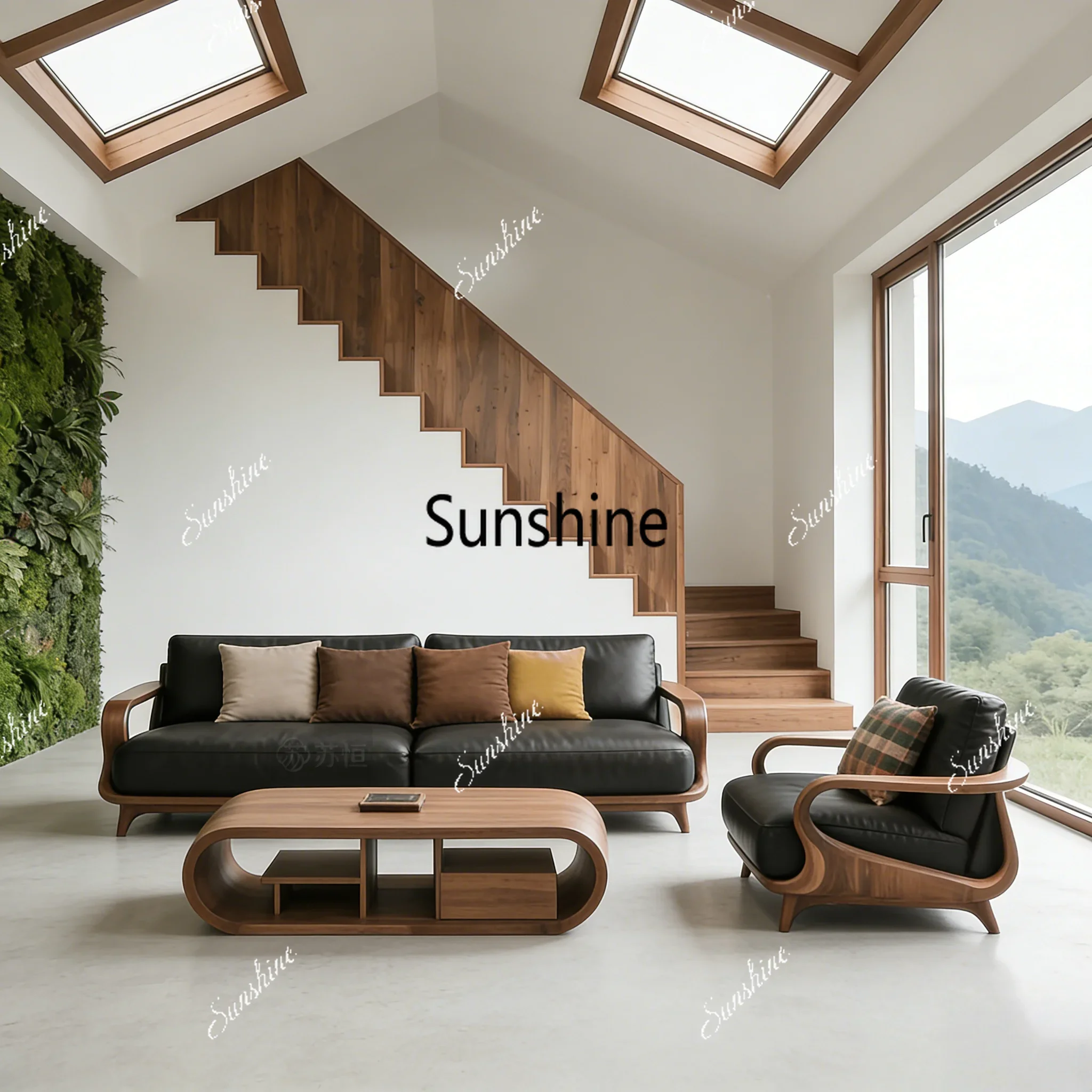 YNew Chinese-style solid wood straight-row sofa combination home hotel homestay high-end furniture
