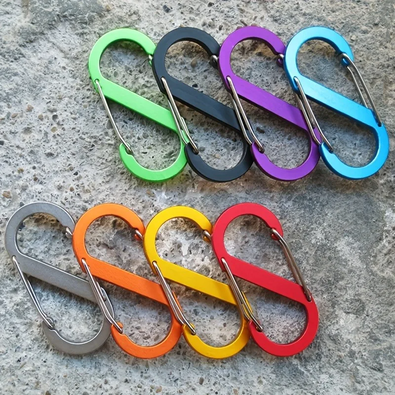 

8pcs S-type Outdoor Multifunctional Buckle Aluminum Alloy Metal Buckle Water Bottle Key Buckle Wire Camping Backpack Hook