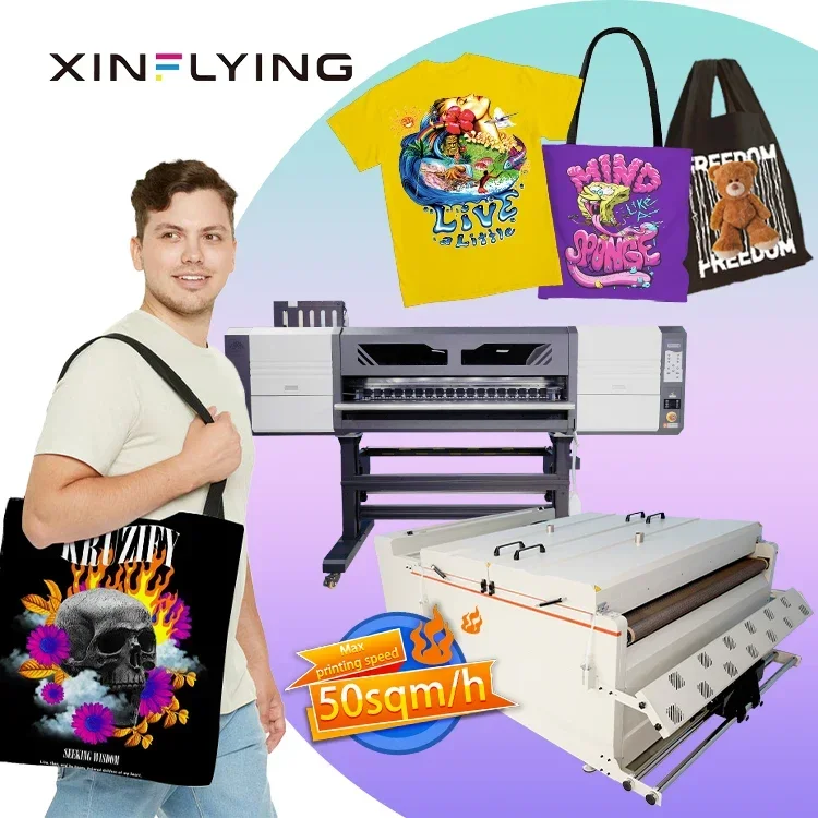 

XinFlying High Productivity 48''8 Pcs DTF Heat Transfer Printer 120cm Print Width with I3200 Heads for T-shirt Textile Garment