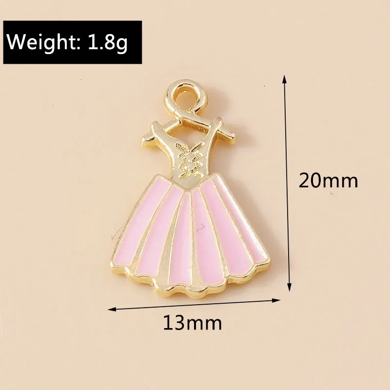 Leslie 10 Stück 13 x 20 mm niedliche Emaille-Hochzeitskleid-Rock-Charms für DIY-Ohrring-Halsketten-Armband-Schmuck – Detail 2