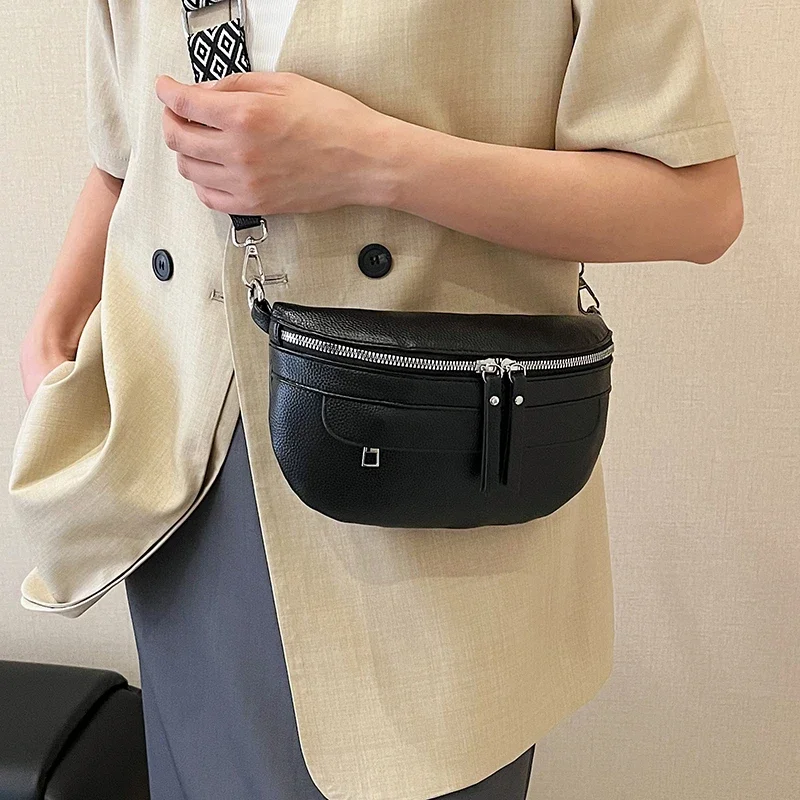 حقيبة الخصر السوداء حزمة الهاتف ومحفظة للنساء حقائب حزام الخصر الصلبة بولي Leather جلد أنثى حزمة مراوح حزمة الخصر العلامة التجارية الموضة
