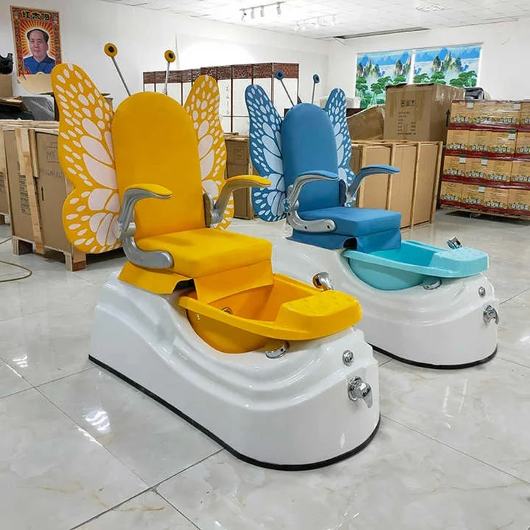 2026 Children butterfly Foot Spa Manicure Chair Nail Salon Furniture Kid Pedicure Chair with Jet Pump and Lights