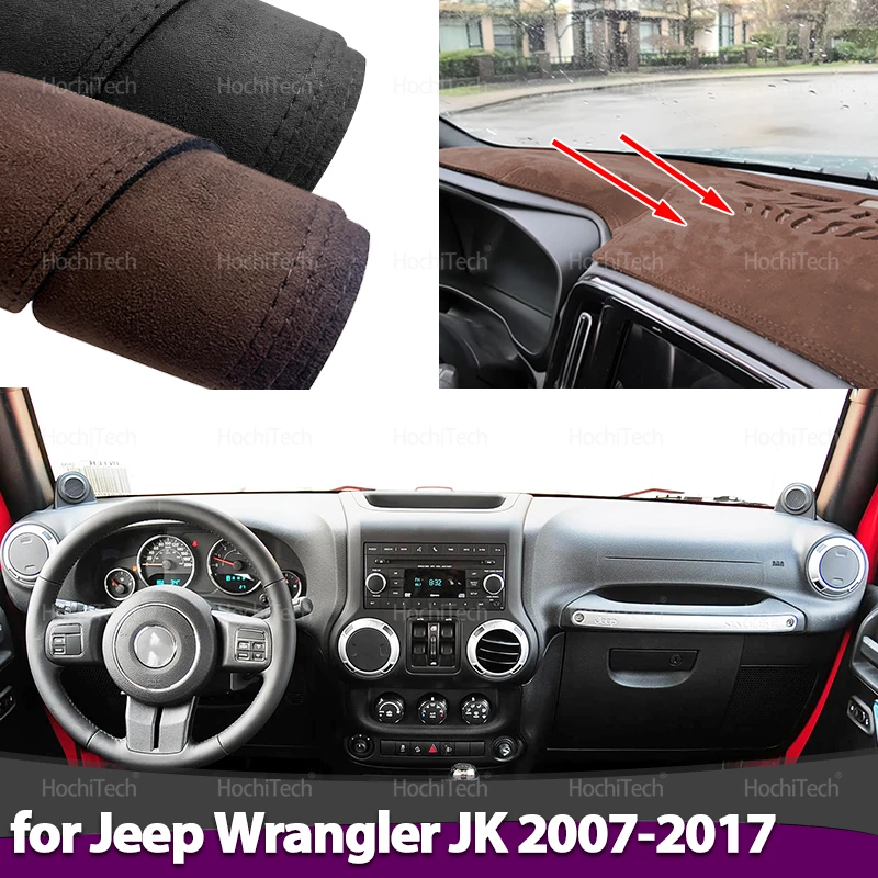 Dashmat Protect Carpet Accessories LHD RHD for Jeep Wrangler JK 2007-2017 Car Non Slip Mat Suede Leather Car Dashboard Cover Mat