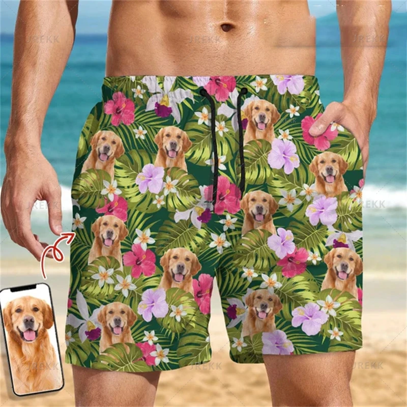 Homens havaianos 3D personalizados rostos imprimir shorts de praia, streetwear legal, estilos de design, shorts de bordo, moda infantil, calção de natação, calças