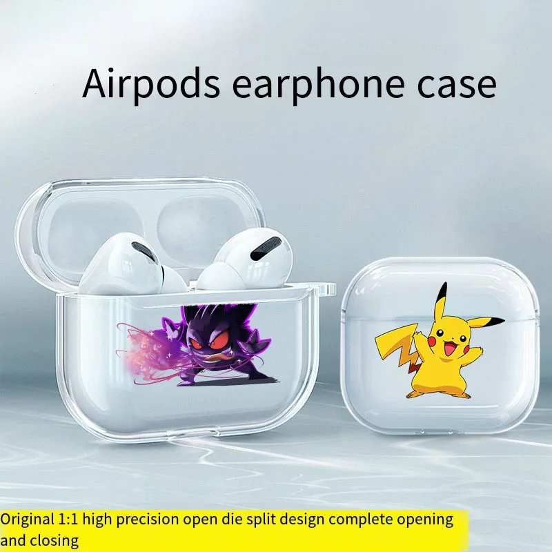 Pokemon Gengar Pikachu Charizard Snorlax Anime Earphone Shell Applicable Airpods Pro 1 234 Transparent Protective Case Anti-Fall