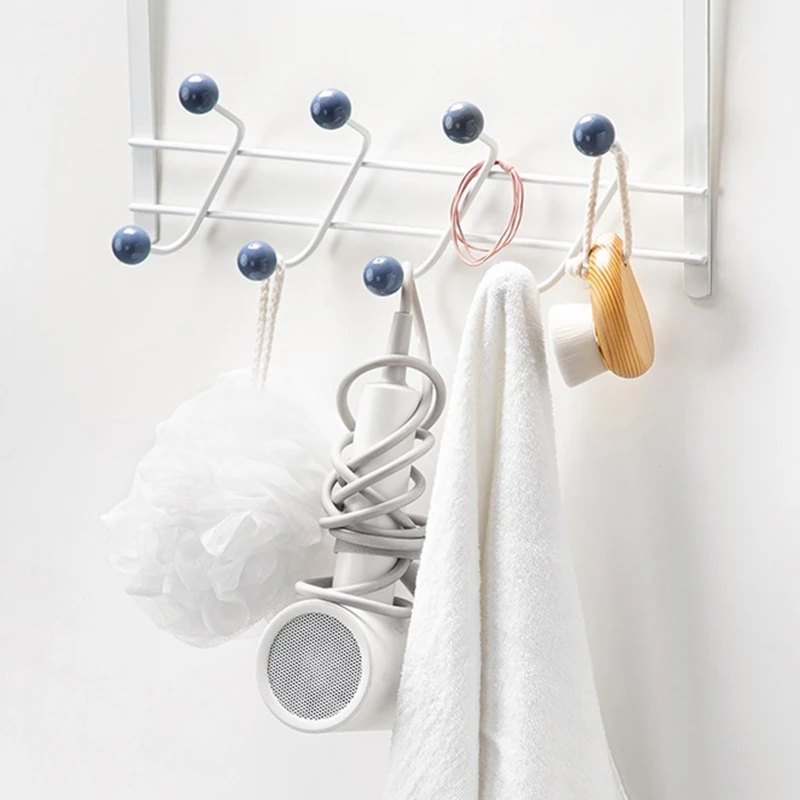 

Hooks Over The Door 8 Hooks Home Bathroom Organizer Rack Clothes Coat Hat Towel Hanger Living Room Accessories Holder