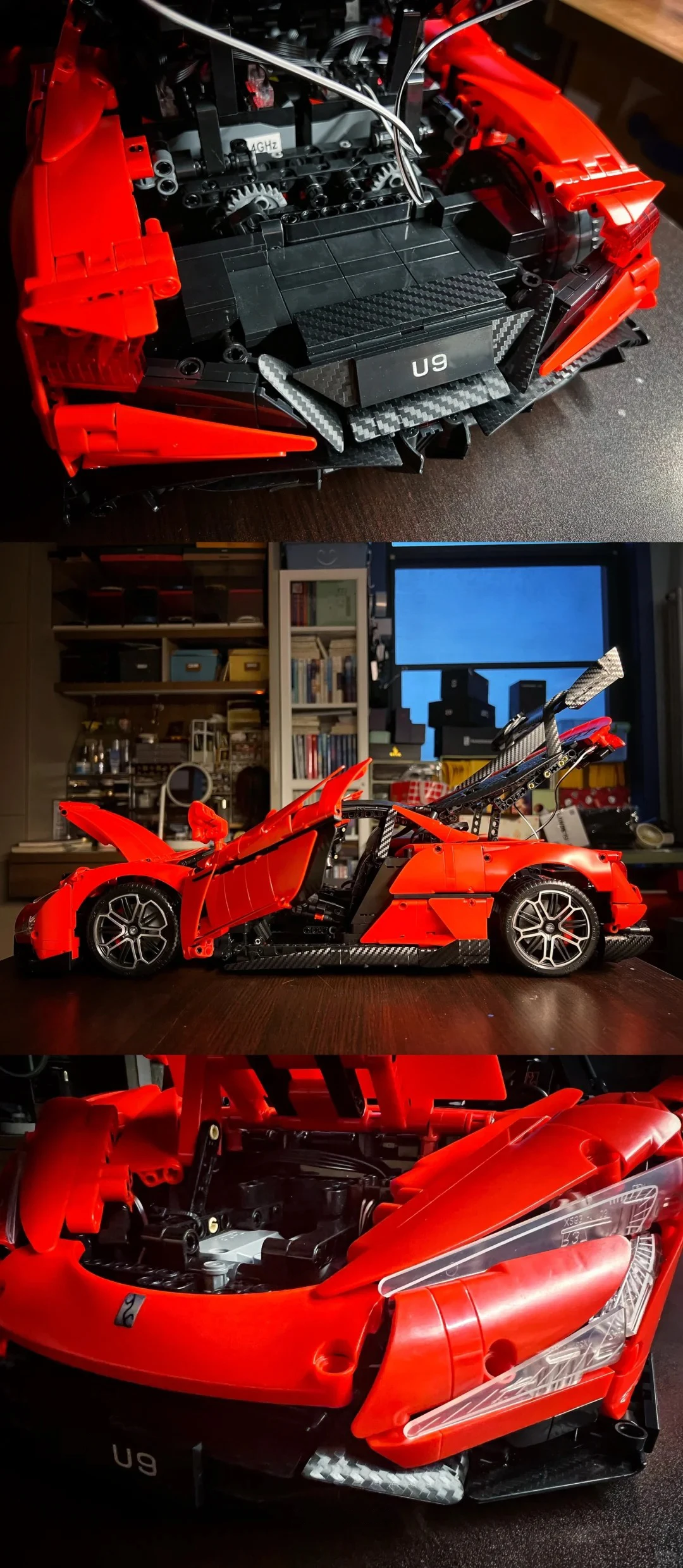 U9 Supersportwagen Technischer Baukasten 1:8 Maßstab Elektrischer Hypercar Konstruktions-Bausteine Modell DIY Montage-Spielzeug für Erwachsene – Detail 3