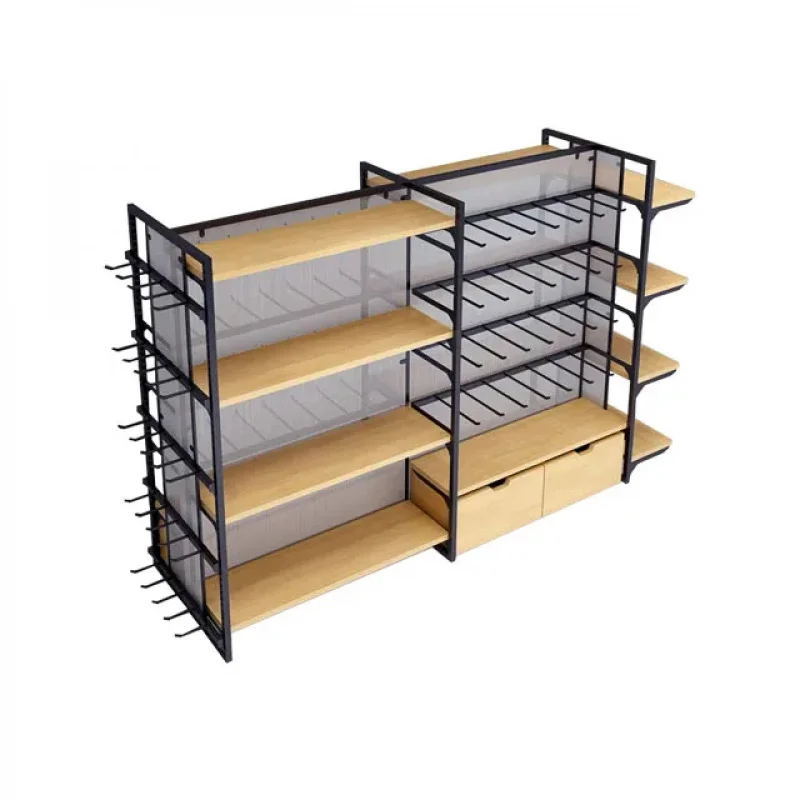 custom.Modern Versatile Double-Sided Wood Display Rack Supermarkets