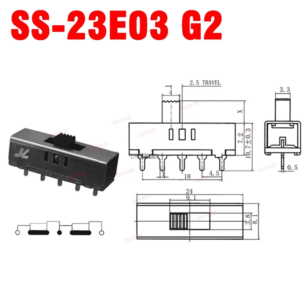 1Pcs SS-23E03G2 SS-23E03 G5 G2 (2P3T) Toggle Switch Drill 3 Files Accessories Button Switch BOSCH IXO 3 IXO3