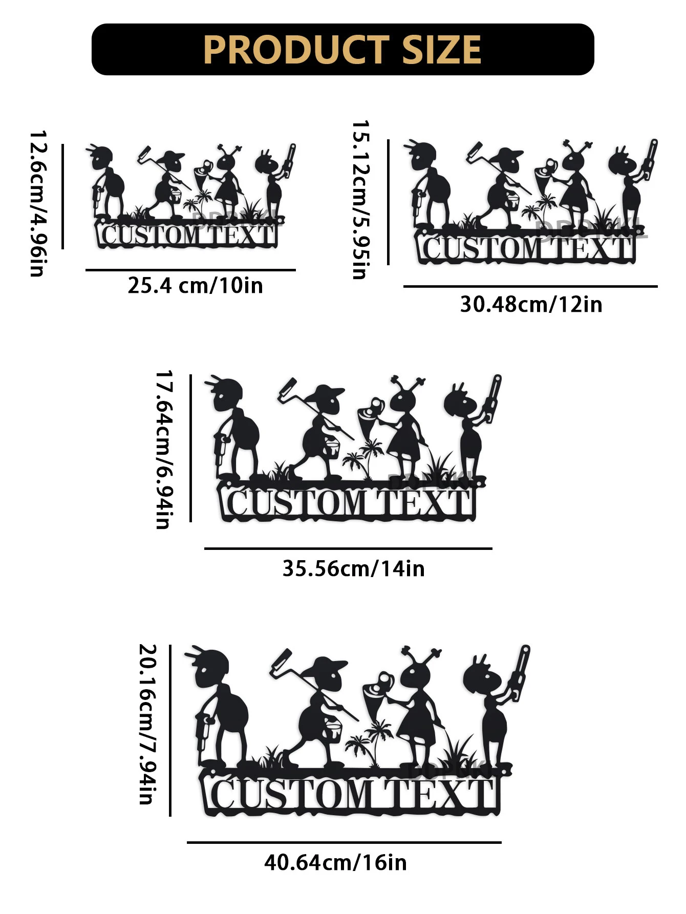 Personalized Garden Metal Sign, Custom Ant Metal Garden Stake Working Ant Decor Metal Wall Art Garden Wall Decor Sign, Customize