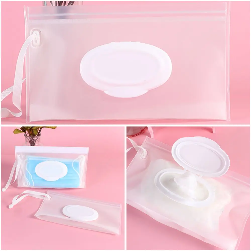 Eco-Friendly Snap Strap Cleaning Clamshell Box Wet Wipes Bag Napkin Storage Pouch Cosmetic Container Wipes Case