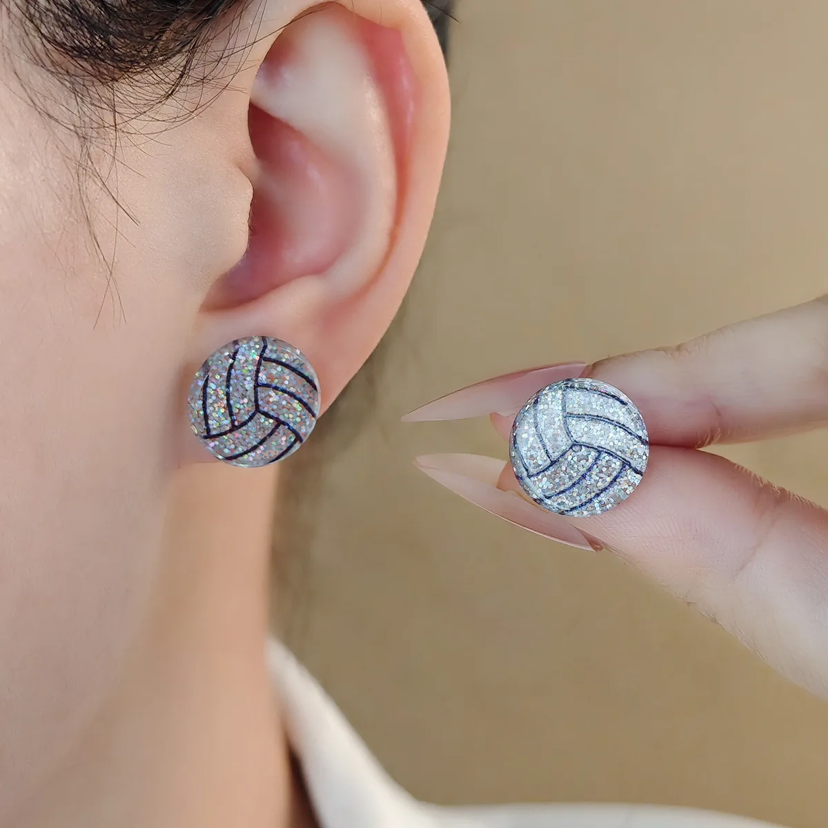 Sports Fan Earrings, Team Spirit Acrylic Studs with Hand-painted Details, Edgy Bold Statement Jewelry Wholesale