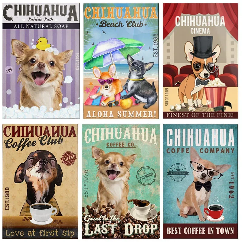 Divertido jabón de baño verde empresa Chihuahua lavar tus patas baño cartel de estaño cartel de Metal Vintage decoración de pared arte regalo 8x12 pulgadas