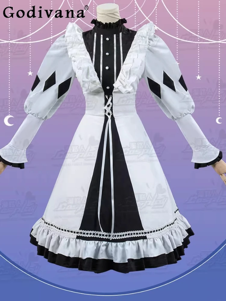 

Spring Autumn Sweet Ruffles Stand-up Collar Long Sleeve Lace-up Cos Dress Elegant Girl High Waist A-line Age-reducing Dresses