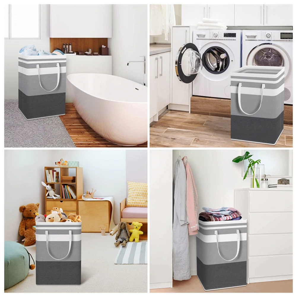 

Foldable Clothes Storage Bucket Standing Fabric Laundry Organizer Buckets Large Capacity Waterproof with Handle for Home Bedroom
