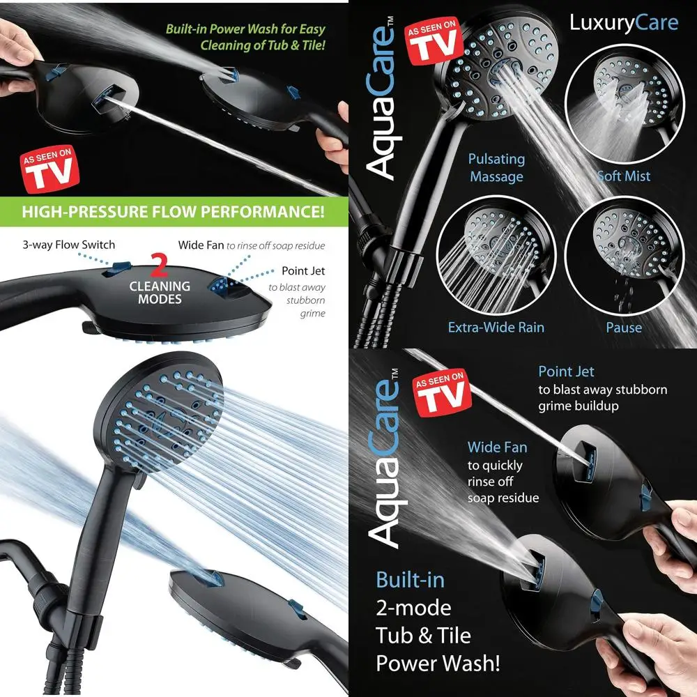 

8-Mode High-Pressure Handheld Shower with Anti-Clog, Power Wash, 6ft Hose, Wall & Overhead Mounts