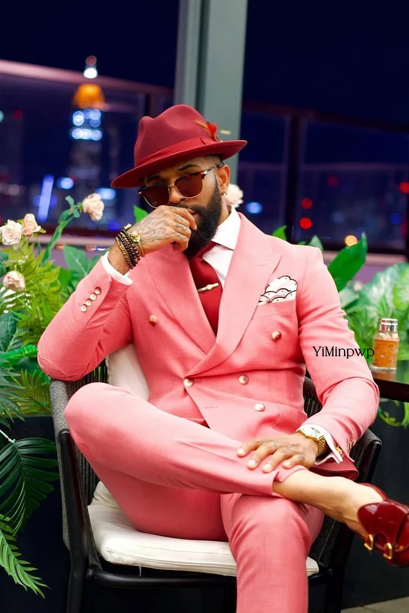 ชุดสูทผู้ชายแบบดีไซเนอร์ 2 ชิ้น ชุดสูทแบบกระดุมสองแถว สำหรับงานแต่งงาน งานเลี้ยง ชุดทักซิโด้ ชุดทำงานในออฟฟิศ - ชุดเจ้าบ่าวแบบเป็นทางการ