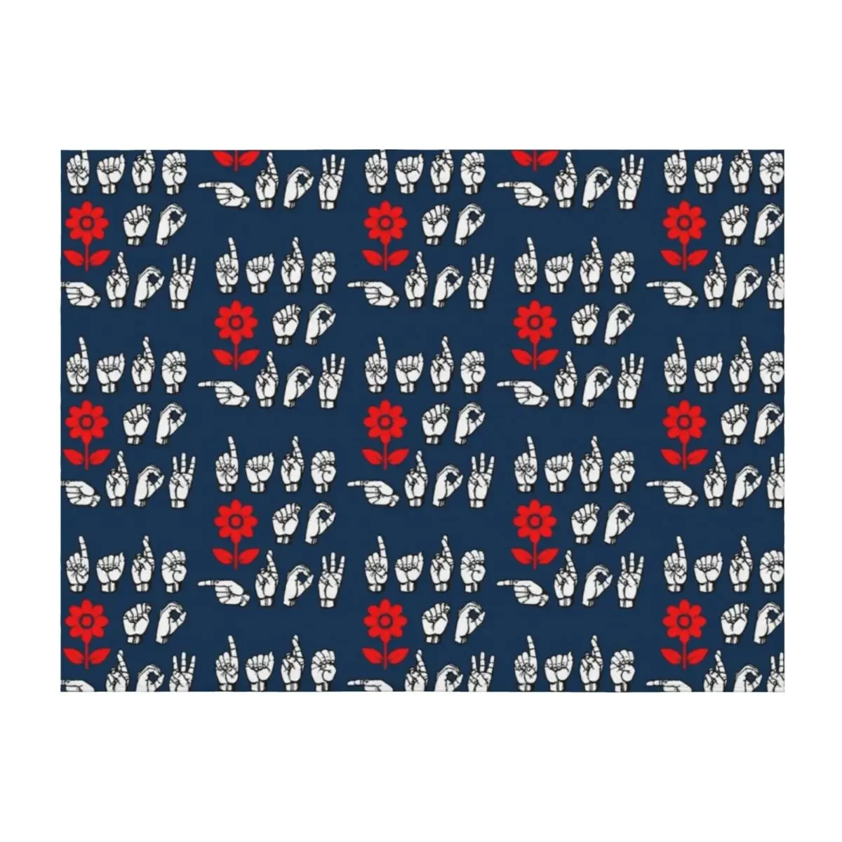 

DARE TO GROW in ASL Letters with red flower design Throw Blanket decorative Personalized Gift Stuffeds Luxury Blankets