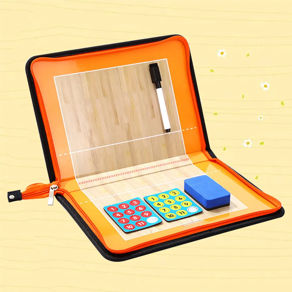 1Set Zipper Folding Volleyball Coaching Board Case Magnetic Markers Dry Erase Clipboard Teaching Tactics Timeout Play