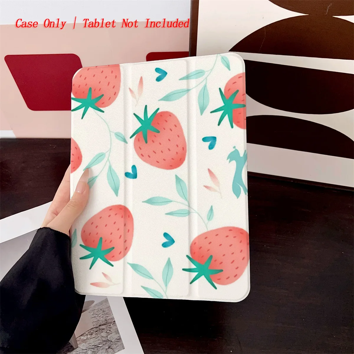 

Fun Adorable Pink Giant Strawberry Art Print iPad Cover For Apple iPad 9th/10th Gen Air 3 Pro 12.9 Mini 6 Shockproof Case