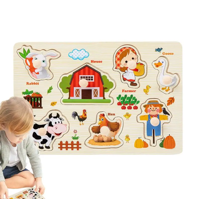 

Kids Peg Puzzles Wooden Cartoon Puzzle Toy Colorful Learning Sensory Toys Ergonomic Puzzle Toy For Enhances Fine Motor Skills