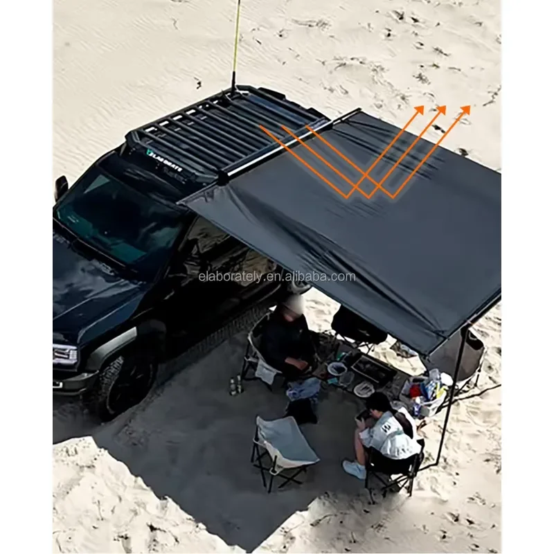 All-aluminum Hard-shell Roof Tent with Side Panels, Suitable for Installation on Various Vehicles for Camping Use.