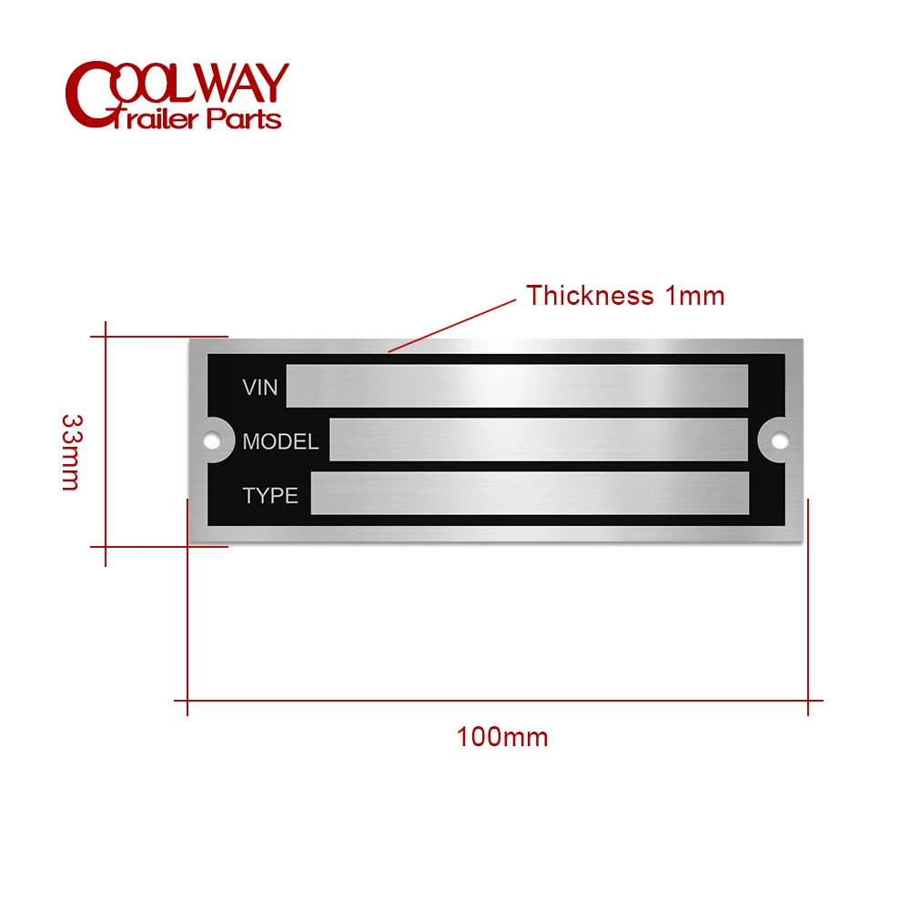 Blank or Engraved Aluminum Trailer VIN Serial ID Tag Plate Data Car Truck Hot Rod Equipment 100 X 33mm Caravan RV Camper Parts