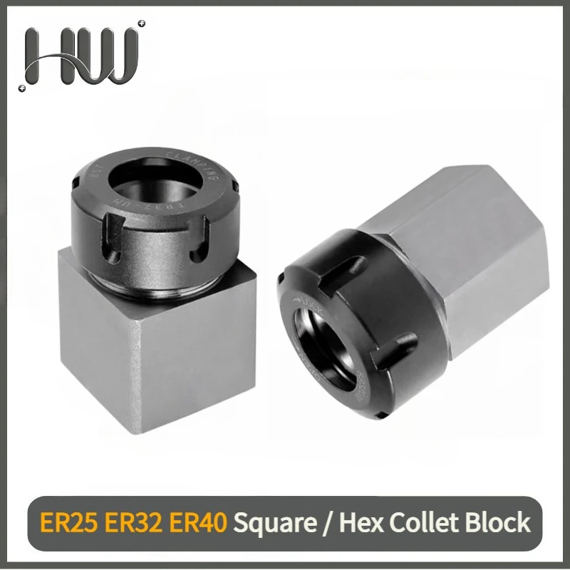 ER Square Hex Collet Chuck Block ER25 ER32 ER40 Collet Block ER Chuck Holder  Workholding Holder for CNC Lathe Engraving Machine