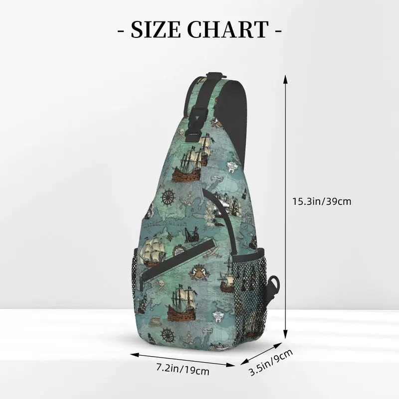 Coole Piraten karte nautische See druck Schulter taschen für reisende Männer Schädel Seemann Brust Cross body Rucksack Schulter Tages rucksack