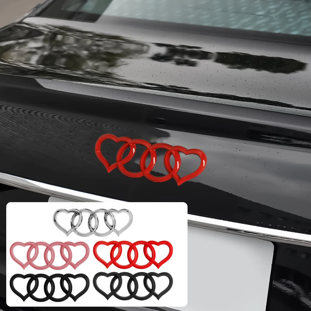 1pcs Car Love Heart Logo Rear Trunk Tail Label Badge Emblem Decal Valve Cap For Audi A4 B8 B5 8P A6 C7 8V B9 B7 B6 C6 A5 Q5 RS5