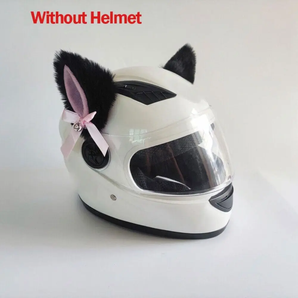 Cute Helmet Cat Ears Decoration Touch Fastener Bell Bow Cat Ear Decoration Animal Ear Helmet Accessories Women