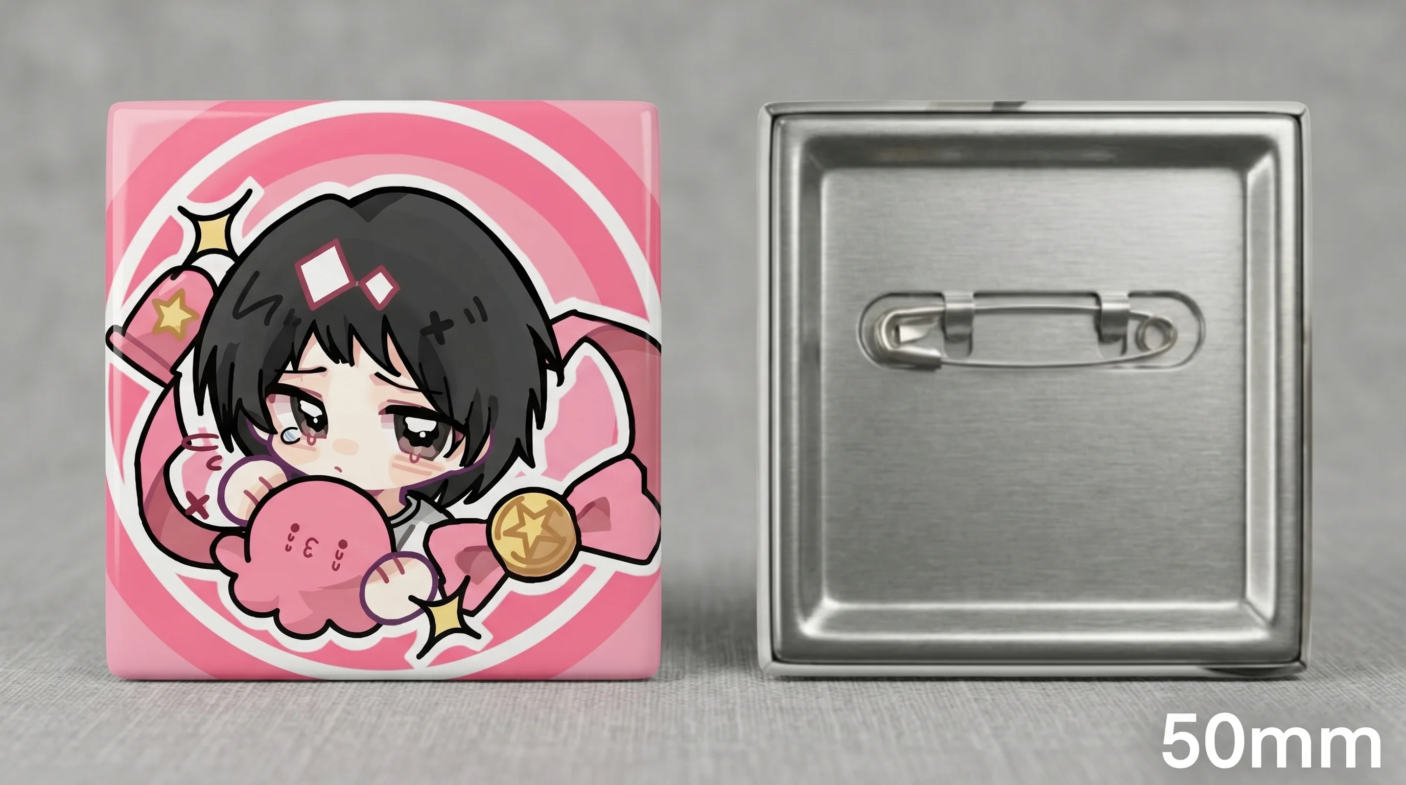 Octopus P Original Sin Game IP Fanart Badge Round 58 Square 50mm Tinplate Pin ACG Otaku Manga Button Keychain Collectible Gift