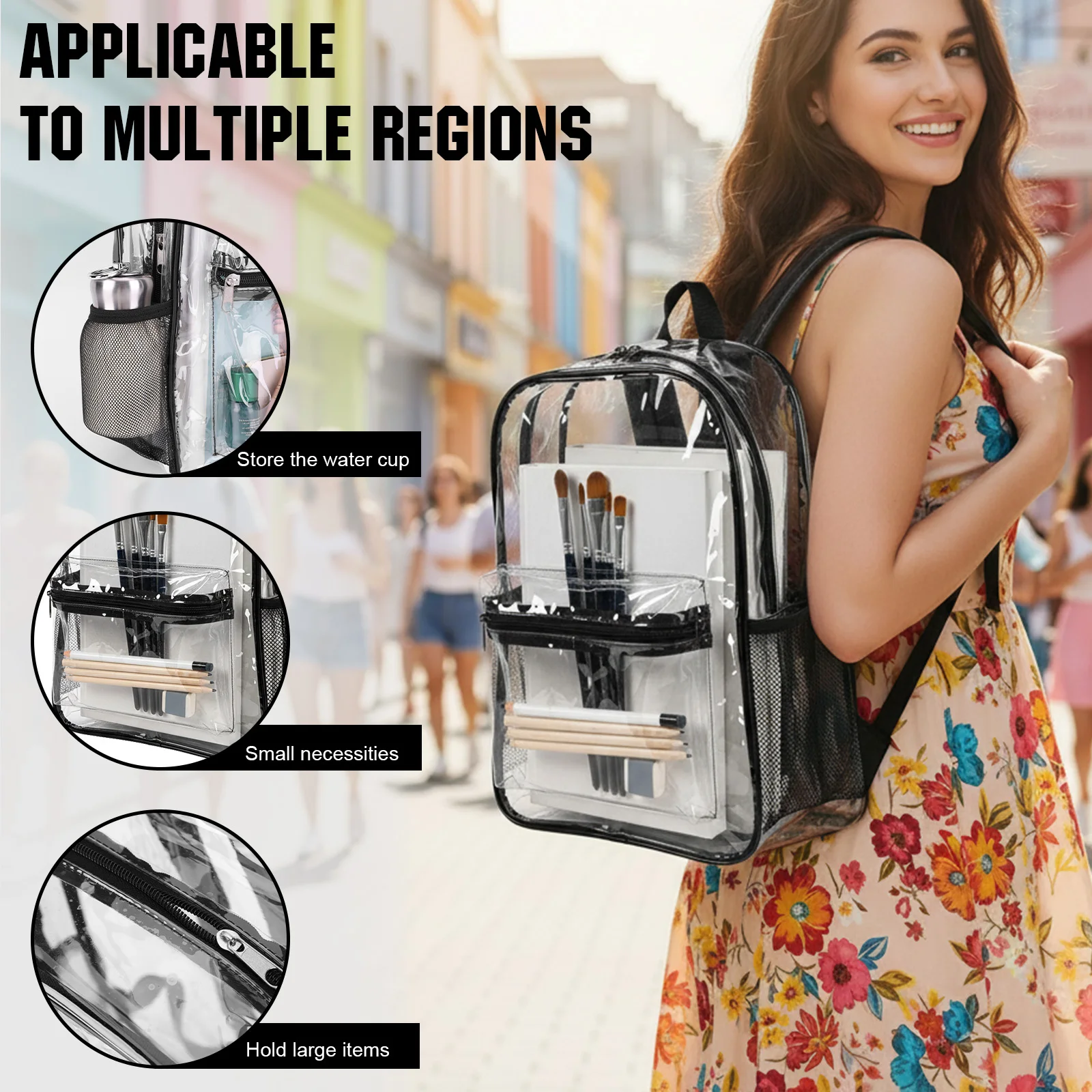 

Набор из 48/72 прозрачных сумок-портфелей из ПВХ, прочные, прозрачные, 15 дюймов, для колледжа, путешествий, спорта, работы, одобренные для использования на стадионах