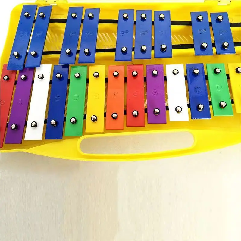 Xilofone Glockenspiel com estojo infantil, cromático colorido, brinquedo musical de aprendizagem, chave de metal 25 tons