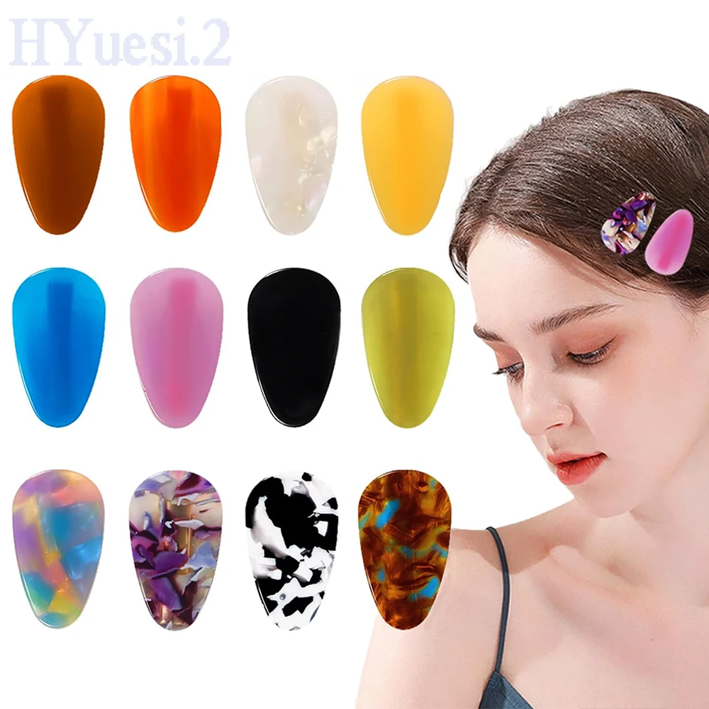 مشابك شعر على شكل قطرة ماء للنساء ، حجم صغير ، خلات ، منقار بطة بطة مسطحة ، أكريليك ، دقات هندسية ، دبابيس بوبي ، مشابك