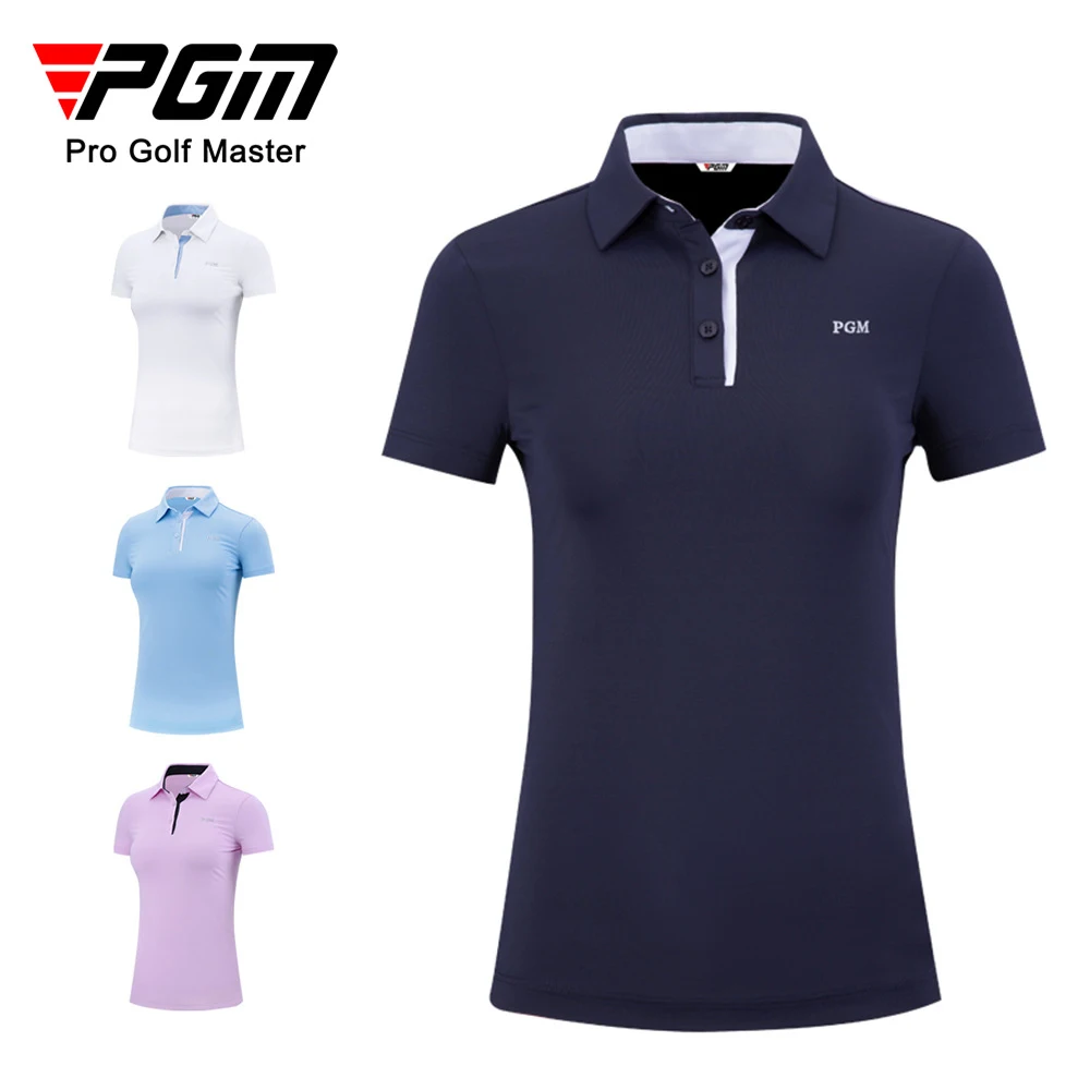 PGM Summer Women Golf Short-Sleeved T Shirt Ladies Shirts Sports Slim Clothes Quick-Dry Breathable Golf Tennis Clothing S-XL