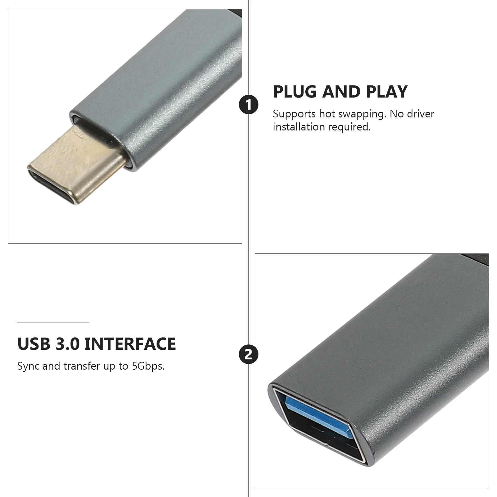 

3Pcs Data Cable USB C to USB 3.0 Adapter Convert Type C Female Otg for Flash Drive Hard Drive Keyboard Mouse Support 5Gbps